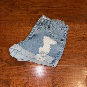 Garage Light Blue Distressed Jean Shorts